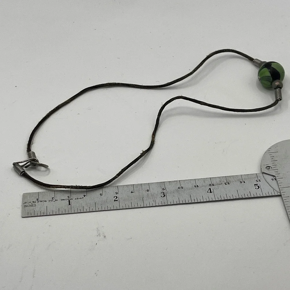 Handmade Cord Necklace with Murano Glass Bead and‎ Metal Accents